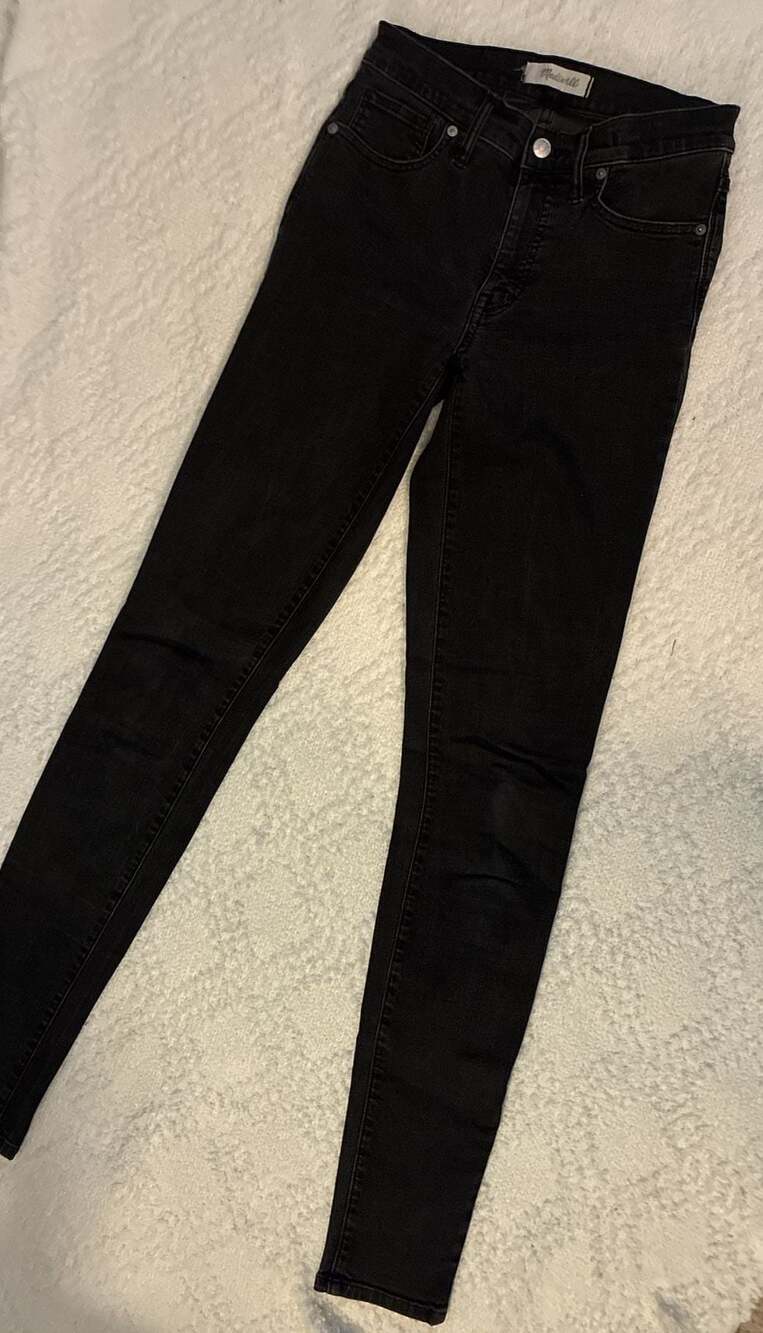 Madewell High-Rise Skinny Black Denim Jeans Sz 27 Tall A631